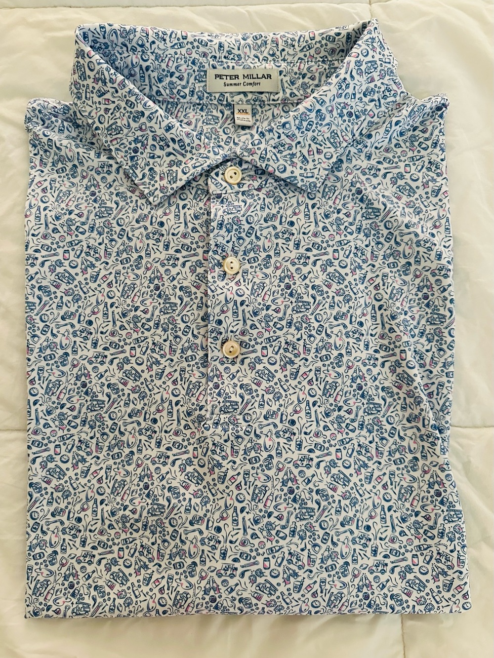 Peter Millar Summer Comfort Bar For The Course Golf Polo XXL Print